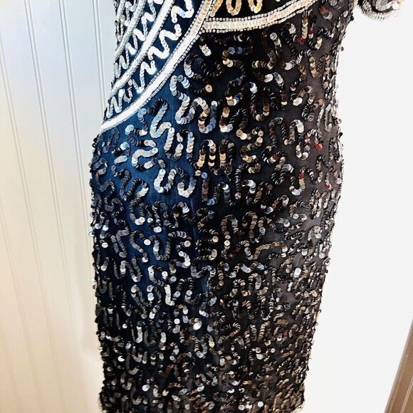 RARE Laurence Kazar Sz PM Dress Vintage Silk Beaded Sequins Dinasty Glam Handmad - Picture 4 of 16